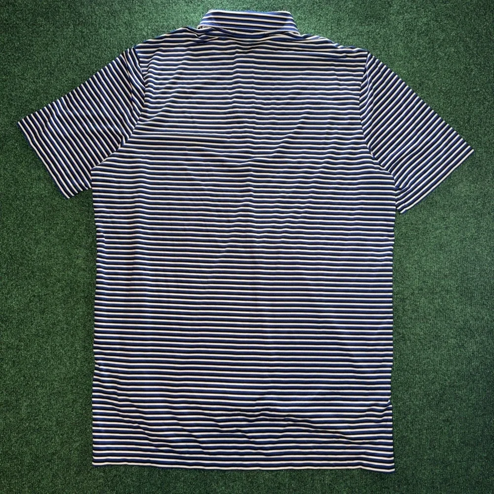Ralph Lauren RLX Polo Shirt Mens Large Blue Striped Casual Golf Performance J